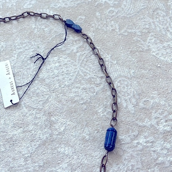 Brand New Aureus + Argent Necklace & Bracelet Set Alexandria Narrow Pendant Blue - Picture 13 of 14